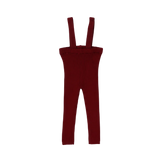 Lil Legs Deep Red Knit Suspender Leggings