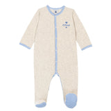 Petit Bateau Oatmeal Velour Snap Footie
