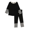 Lil Legs Black/Cream Striped Cuff Lounge Set