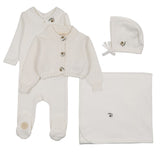 Mon Tresor Ivory/Green Keepsake Cardigan Layette Set