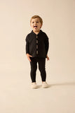 Lil Legs Black Button Front Lounge Set