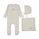 Lilette Cream Pink Velour Patch Layette Set