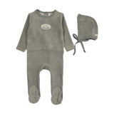 Lilette Light Blue Velour Patch Footie/Hat
