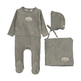 Lilette Light Blue Velour Patch Layette Set
