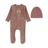 Lilette Mauve Stitch Graphic Velour Footie/Hat