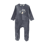 Lilette Off Navy Stitch Graphic Velour Footie