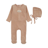 Lilette Dusty Pink Velour Patch Footie/Hat
