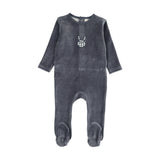Lilette Off Navy Velour Gingham Bunny Footie