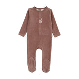 Lilette Mauve Velour Gingham Bunny Footie