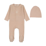 Lilette Pale Pink Velour Gingham Bunny Footie/Hat