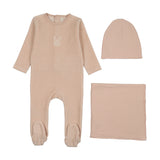 Lilette Pale Pink Velour Gingham Bunny Layette Set