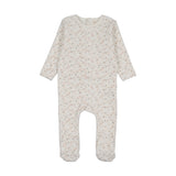 Lilette Cream Pink Branch Velour Footie