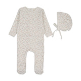 Lilette Cream Pink Branch Velour Footie/Hat