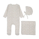 Lilette Cream Pink Branch Velour Layette Set