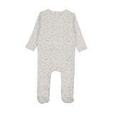 Lilette Cream Blue Branch Velour Footie