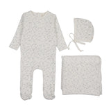 Lilette Cream Blue Branch Velour Layette Set