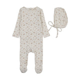Lilette Cream/Pink Garden Cluster Print Footie and Hat