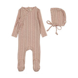 Lilette Pale Pink Linear Footie and Hat