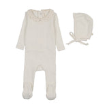 Lilette Cream Girls Crochet Collar Footie/Hat