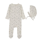 Lilette Cream/Blue Cherry Blossom Footie/Hat