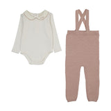Lilette Cream/Pink Le Bebe Knit Suspender Set