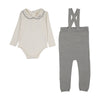 Lilette Cream/Pink Le Bebe Knit Suspender Set - 24m