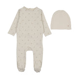Lilette Cream/Pink Stripe Print Footie/Hat