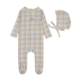 Lilette Oat Tartan Footie/Bonnet