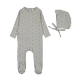 Lilette Pale Blue Bitsy Footie/Bonnet