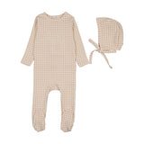 Lilette Pale Pink Gingham Bebe Footie/Bonnet