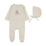 Lilette Cream/Pink Sweet Bear Footie/Bonnet