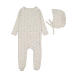 Lilette Cream/Pink Bitsy Footie/Bonnet