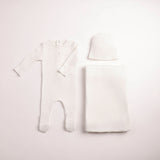 Bee & Dee Chalk White Boy Wings Pointelle Layette Set