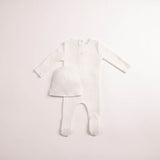 Bee & Dee Chalk White Boys Wings Pointelle Footie/Beanie