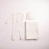 Bee & Dee Chalk White Girl Wings Pointelle Layette Set