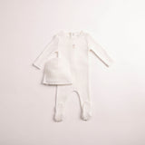 Bee & Dee Chalk White Girls Wings Pointelle Footie/Beanie
