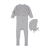 Mema Knit Light Blue Knit Sleeveless Footie/Cardigan/Bonnet