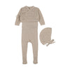 Mema Knit Taupe Knit Sleeveless Footie/Cardigan/Bonnet