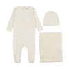 Mema Knit Pink Cherry Print Layette Set