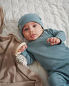 Marmar Blue Dove Rib Footie and Hat