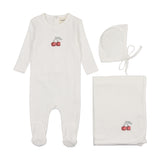 Mema Knit Pink Embroider Cherry Layette Set