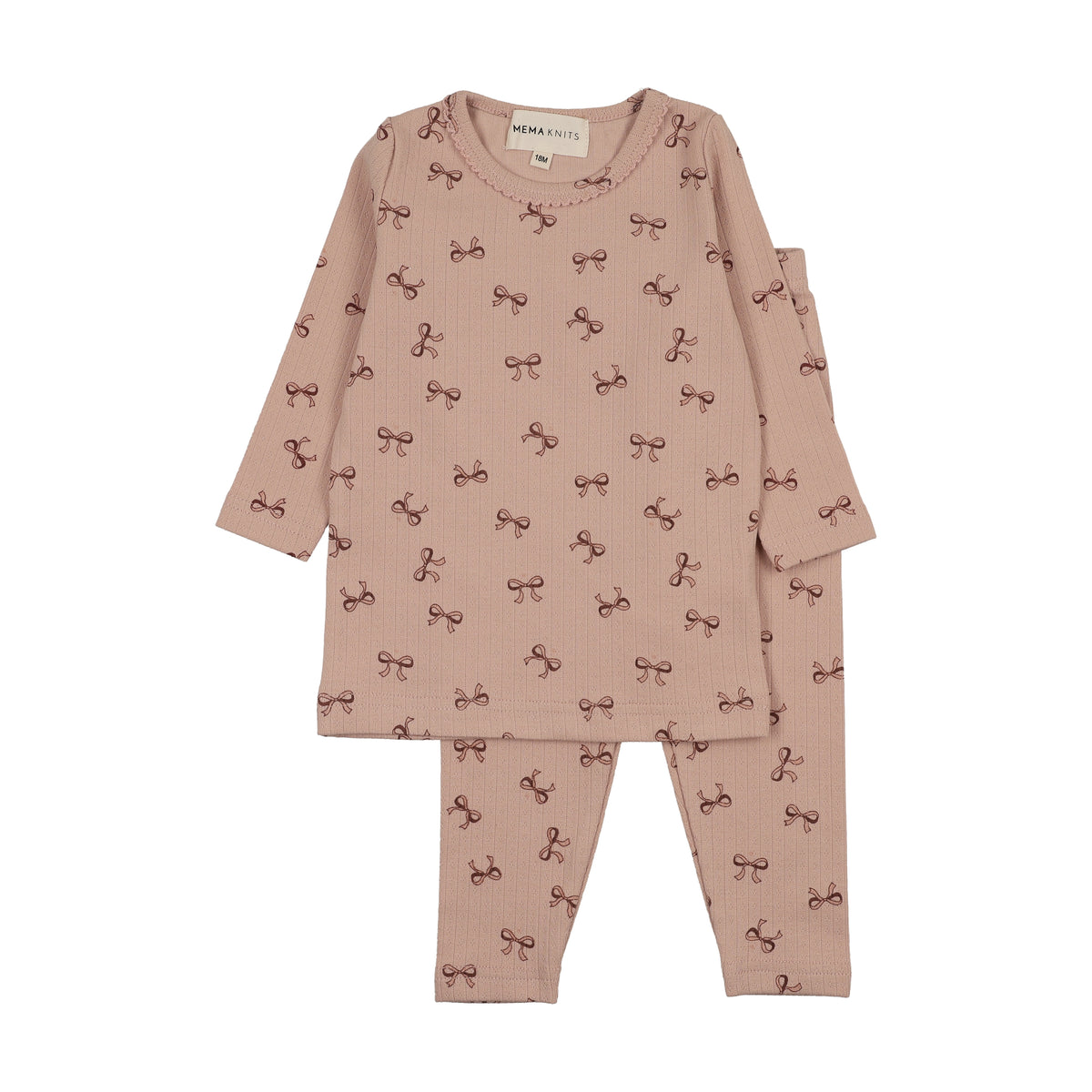 Mema Knit Dark Pink Bow Pajama – Little Loungers
