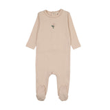 Mema Knit Light Pink/Pale Pink Flower Embroider Footie