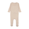 Mema Knit Pink Rib Ruffle Collar Footie - 3m