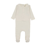 Mema Knit Ivory Rib Ruffle Collar Footie