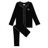 Noggi Black Button Down Pajama