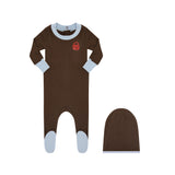 Little Parni Brown/Light Blue Chestnut Locket Footie