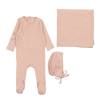 Lilette Peach Pinpoint Wrap Layette Set