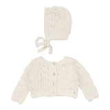 Lilette Cream Popcorn Weave Cardigan Set