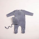 Bee & Dee Nightshadow Plaquette Velour Footie/Bonnet